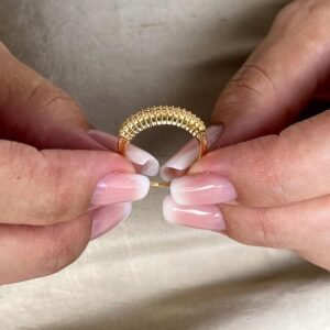 Anel Meia Aliança folheada a ouro 18k e dupla camada de zircônias - Image 3