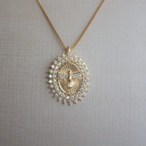 Gargantilha Espírito Santo Cravejado em zircônias, folheado a ouro 18k Col39f - Image 1