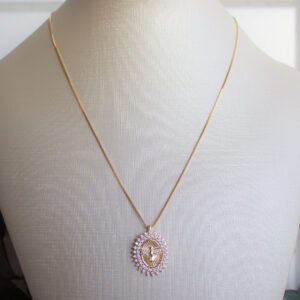 Gargantilha Espírito Santo Cravejado em zircônias, folheado a ouro 18k Col39f - Image 2