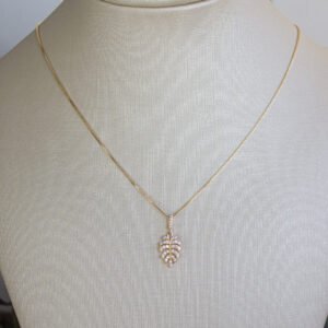 Gargantilha Folha Cravejada em Zircônias Folheada a ouro 18k Col46f - Image 3