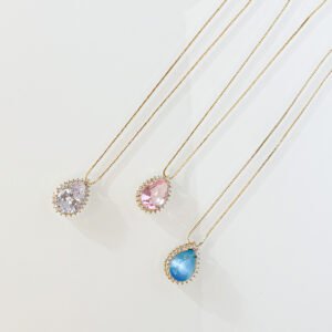 Gargantilha Pedra Color Folheada a ouro 18k cravejado em Zircônias - Image 1