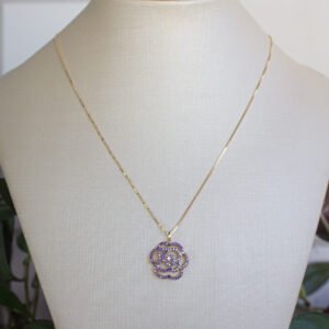 Gargantilha Flor Folheada a ouro 18k cravejada em zircônias - Image 8