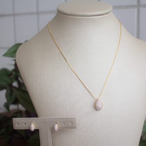 Conjunto Gota Folheado a ouro 18k Cravejado em Zircônias Conj05f - Image 1