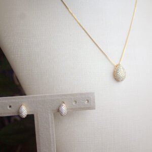 Conjunto Gota Folheado a ouro 18k Cravejado em Zircônias Conj05f - Image 2