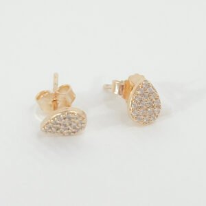 Brinco Gota Cravejada de zircônias folheado a ouro 18k - Image 1