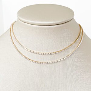 Gargantilha Riviera Longa folheada a ouro 18k cravejada em zircônias - Image 3