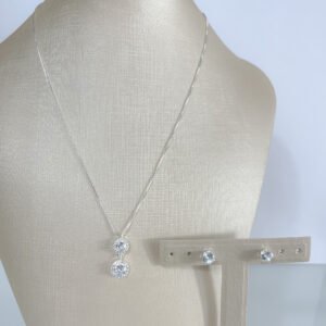 Conjunto Cristal folheado a Prata com belíssimos detalhes em micro cravações de zircônias Conj08p - Image 2