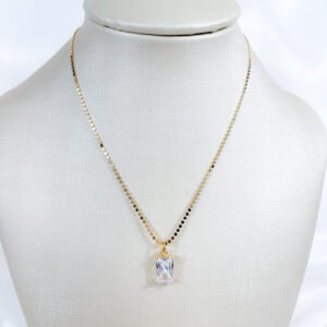 Gargantilha Ponto de Luz com corrente Diamantada folheada a ouro 18k - Image 1