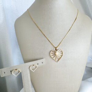 Conjunto Heart Folheado a ouro 18k com Detalhes em Micro Cravação de ZircôniasConj11f - Image 2