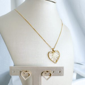 Conjunto Heart Folheado a ouro 18k com Detalhes em Micro Cravação de ZircôniasConj11f - Image 4