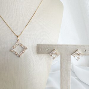 Conjunto Elisa Folheado a Ouro 18k Cravejado de Zircônias Cristais Conj13f - Image 1