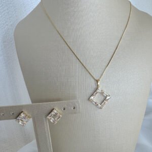 Conjunto Elisa Folheado a Ouro 18k Cravejado de Zircônias Cristais Conj13f - Image 2
