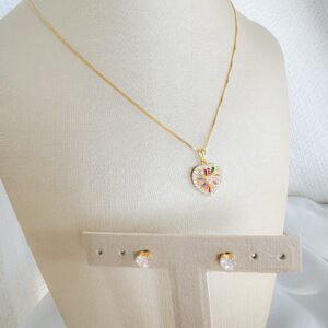 Conjunto Coração Color Folheado a Ouro 18k Conj15f - Image 1