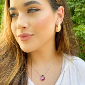 Gargantilha com Pingente Gota Pedra Color folheado a ouro 18k - Image 7