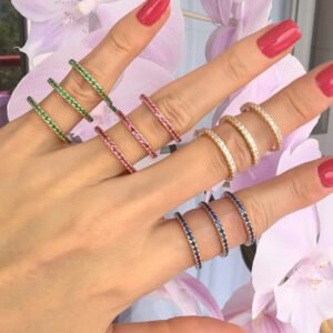 Anel Aro Triplo Folheado a Ouro 18k Cravejado de Zircônias - Image 1