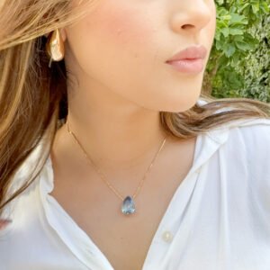 Gargantilha com Pingente Gota Pedra Color folheado a ouro 18k - Image 1