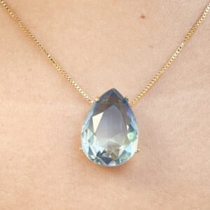 Gargantilha com Pingente Gota Pedra Color folheado a ouro 18k - Image 4