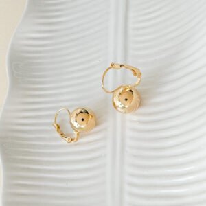 Brinco Argola Esfera dourada folheado a ouro 18k - Image 1