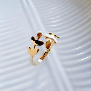 Anel Folhas Ajustável Folheado a ouro 18k - Image 1