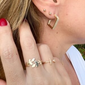 Anel Folhas Ajustável Folheado a ouro 18k - Image 4