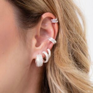 Trio de Piercings Fake Prata com Detalhes em Micro cravação de Zircônias - Image 3