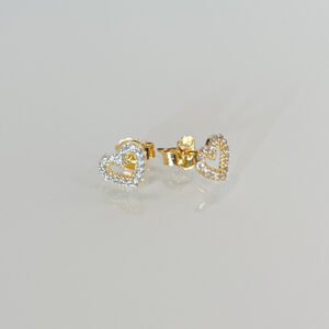 Brinco Coração Folheado a ouro 18k cravejado de Zircônias - Image 2