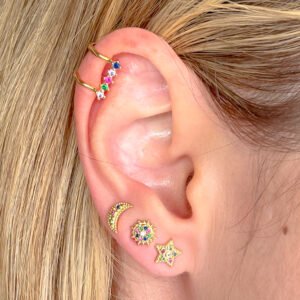 Piercing Fake Eros Folheado a ouro 18k com micro cravação de zircônias - Image 1