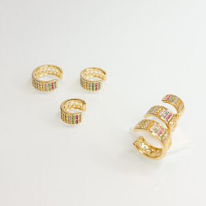 Trio Piercing Fake Folheado a ouro 18k cravejado em Zircônias Cristais ou Coloridas - Image 4