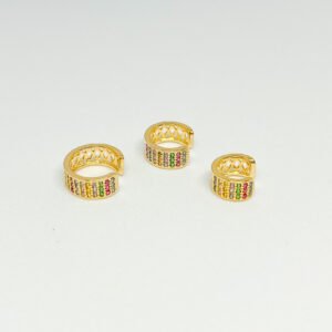 Trio Piercing Fake Folheado a ouro 18k cravejado em Zircônias Cristais ou Coloridas - Image 6