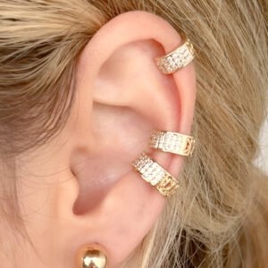 Trio Piercing Fake Folheado a ouro 18k cravejado em Zircônias Cristais ou Coloridas - Image 2