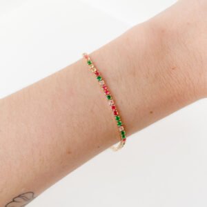 Pulseira Riviera folheada a ouro 18k cravejada em zircônias Coloridas - Image 1