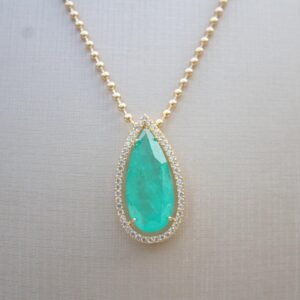Gargantilha Gota Verde Mar Folheada a ouro 18k - Image 1