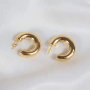 Brinco Argola Tubular Sophia folheado a ouro 18k - Image 2