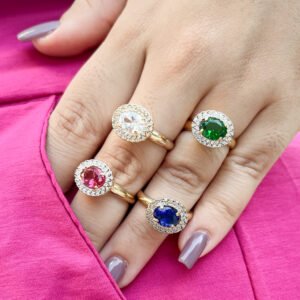 Anel Marie Folheado a ouro 18k com detalhes de Micro Cravação de Zircônias - Image 1