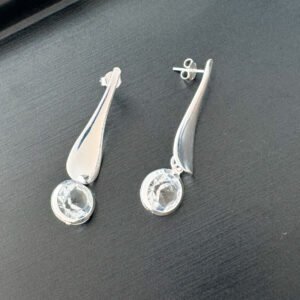 Brinco Gota Folheado a Prata com detalhe em Zircônia Cristal - Image 1