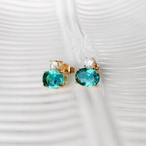 Brinco Pedra Color Folheado a Ouro 18k - Image 1