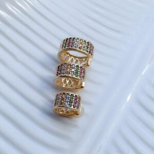 Trio Piercing Fake Folheado a ouro 18k cravejado em Zircônias Cristais ou Coloridas - Image 3