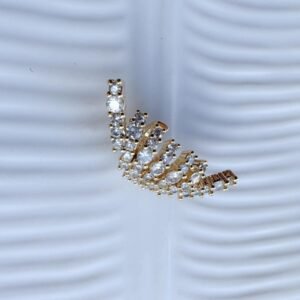 Piercing Fake Luxo folheado a ouro 18k cravejado em zircônias - Image 5