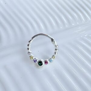 Piercing Aurora Prata com detalhes em zircônias coloridas - Image 1
