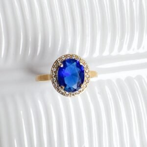 Anel esplendor Safira Folheado a Ouro 18k - Image 2