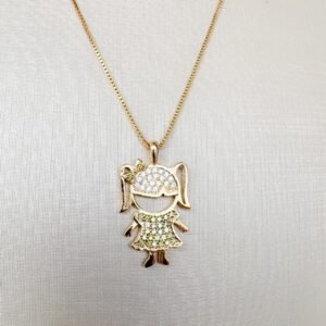 Gargantilha Menina Folheada a ouro 18k com detalhes em Micro cravação de zircônias. - Image 2