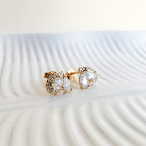 Brinco Duas Gotas Zircônias folheado 18k - Image 1